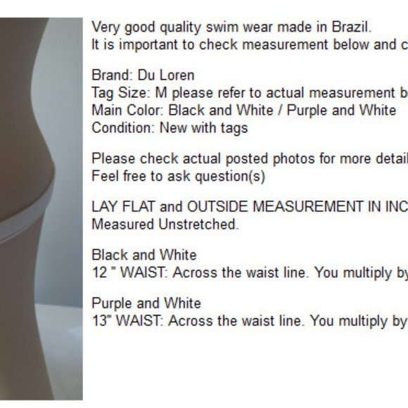 Lot of 2, bikini by du Loren (vintage) size M stripes nwt - Picture 12 of 12